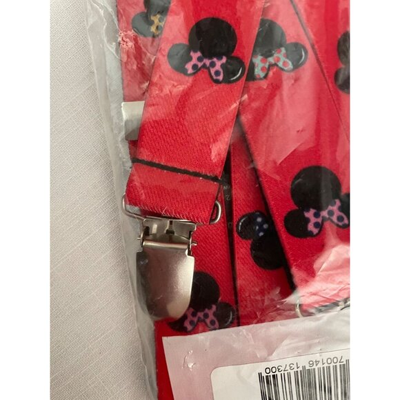 Disney Minnie Mouse Suspenders Womens One Size Red Clip End - Picture 4 of 12